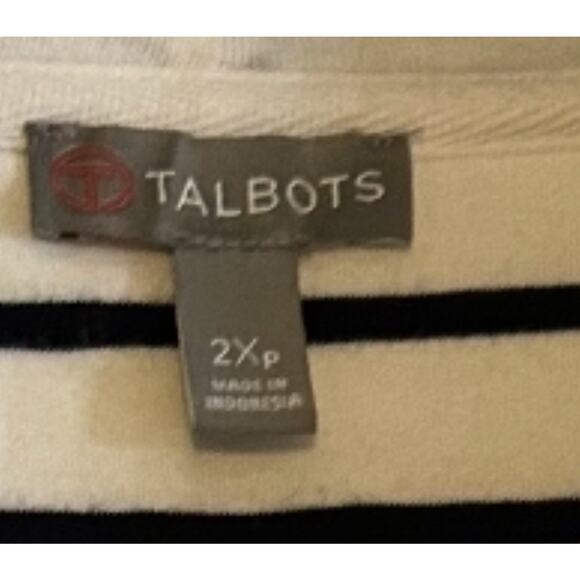 T by Talbots Women Full Zip Hooded Terry Cloth Size 2X Drawstring Black & White - Picture 3 of 7